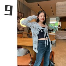 여성 꽈배기 연핑크 볼레로 초록 트위드 스팽클 아가일 교복 니트 가디건 시간 모든 매치 스태킹 아티팩트 초가을 레이스업