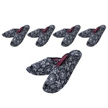 키키디 퀼트 면실내화 천슬리퍼 거실화 5P, 플라워네이비 5P