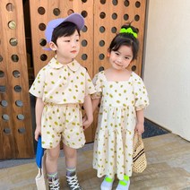 남아 상하복세트 여아 원피스 남매룩 형제 자매 쌍둥이 커플룩 플라워원피스