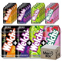 농심 웰치스 제로 4종 믹스세트 355ml x 24캔 오렌지 포도 청포도 딸기, 03)제로{오렌6+포도6+소다{청포6+딸기6}