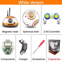 새로운 업그레이드 된 지능형 RC BB8 로봇 음악 사운드 액션 피규어 자동차 Droid 공 BB 8 2.4G 원격 제어 BB 8, 02 With original box