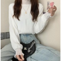 반폴 기모 주름 블라우스
