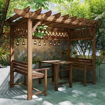 사각정자 원두막 바베큐장 방부제 나무 마당, 길이3미터x폭1.3미터