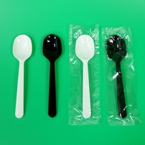 빙수스푼 (100개) 14.5cm / 수저 스푼 일회용 플라스틱 벌크 개별 낱개 포장 배달 캠핑 테이크아웃 용기 백색 블랙 샐러드 디저트, 백색(100개)(개별포장)