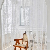 커튼 거실 용 프랑스 레이스 침실 용 흰색 꽃 tulle 창 블라인드 주방 쉬어 웨딩 아치 장식