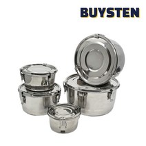 바이스텐 국산 올스텐 고리 반찬통 찬합 원형 밀폐보관용기 김치통 캐니스터4호 1130ml, 5호(1680ml)