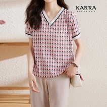 KARRA 핑크배색블라우스_A3F0077