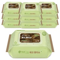 생분해 헬케어 에코 물티슈 102매x10개 캡형 레이온 100% 원단 아기물티슈, 상세페이지 참조, 상세페이지 참조