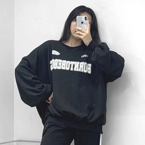 올린 여성 기모 스포티M 맨투맨 오버핏 루즈핏 국내제작 레터링