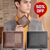 남성용 베이직 가죽 슬림 반지갑 밴티드 반지갑 심플 패션 반지갑