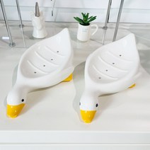 오리 비누 트레이 물빠짐 비누받침 세라믹 도자기, 화이트, 1개