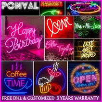 PONVAL-사용자 정의 로그인 네온 Led 사인 원격 제어 로고 개인 맞춤 조명 광고 보드 야간 램프, [03] 3, [01] Contact us