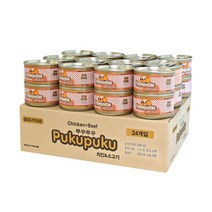 뿌쿠뿌쿠 강아지 간식캔, 치킨+소고기 혼합맛, 24개입