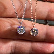CIYU 패션 심플 목걸이 18k 골드 도금 화이트 모이사나이트 클래식 6-클로 2캐럿 모조 다이아몬드 여성용 신선하고 단순한 쇄골 체인 펜던트 목걸이