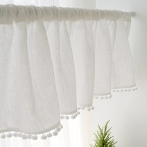 방울 폼폼 바란스 커튼 작은창 인테리어 미니가리개