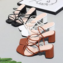 [바닐라슈] 히레즈 각코 슬림스트랩 뮬슬리퍼 샌들(6cm)