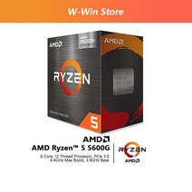 AMD Ryzen 5 5600G R5 3.9GHz 6 코어 12 스레드 65W CPU 프로세서 L3 16M 100-000000252 소켓 AM4 팬, 한개옵션0