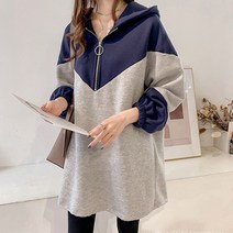쉬블림로브 배색 하프 짚업 후드 원피스_릴라 GW0966