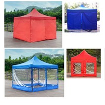 딕스포츠 캐노피 천막 바람막이 4면세트만 (끈타입) 사이즈 7종, 3x4.5, 투명4면세트, 블루