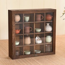 미니그릇장 다용도 빈티지 엔틱 그릇장 다기장 원목 그릇 장식장 찻장 카페장 3종, 브라운