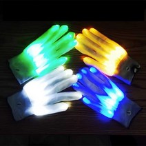 6컬러 LED 빛나는 장갑 무대 공연 소품 파티 용품 야광 클럽 댄스 스테이지, 녹색 양면 발광 (상시모드)
