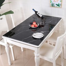 SKANDSALO 식탁매트 불투명 ins대리석무늬 PVC소프트유리 티테이블보 두꺼운보호 물방지 .양식 테이블패드 식탁보, T03-블랙 금강석 무늬, C27-80*150cm