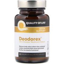 퀄리티오브라이프랩 디오도렉스 250mg 60캡슐 Quality of Life Labs Deodorex Champex Mushroom 250mg, 1개, 기본