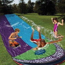 4.8m 두 배 파도 물 미끄럼 PVC 아이 뒤뜰 옥외 물 게임 장난감 toboggan aquatique를 위한 팽창식 잔디밭 물 미끄럼 수영장|Fun Lawn Water Sl, 1개, Double Surf
