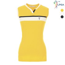 [LPGA골프웨어] 여성 컬러배색 니트 슬리브리스(L191KV606P)