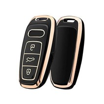 ELOHEI 아우디 키 포브 커버 특수 소프트 TPU 케이스 프로텍터 A6L A6 A7 A8 Q7 Q8 E Tron 2018 2022 A3 S3 S6 SQ7 RS6 S7 RS7 스, 골드 엣지 블랙