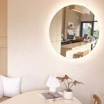 루비드 국산 LED 간접조명 원형 거울 벽걸이거울, 700원형/터치버튼미사용/전구색(주황색)