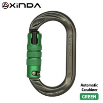 클라이밍 장비 o 형 carabiner 24kn 7075 알루미늄 타원형 후크 암벽, 자동 잠금 녹색