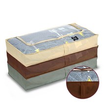 대용량 패브릭 이불 정리함 부직포 투명수납함 72L 1P 다용도함 정리상자 수납정리함 좁은공간수납 수납박스 이불정리함 침대밑수납 장롱정리 겨울옷 리빙박스, 베이지