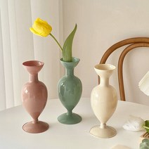 유색 컬러 화병 베이스 오브제 인테리어 소품 꽃병 빈티지 글라스, 파스텔그린