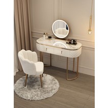 모던 화장대 세트 LED 조명 북유럽 이케아 고급 엔틱, 화이트 120cm+의자+LED 거울