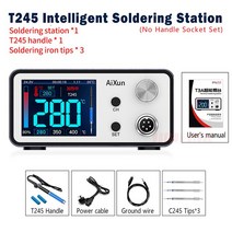 납땜기 Aixun-T3A T3B 스마트 납땜 스테이션 전기 인두 T12/T245/T115 핸들 용접 팁 휴대 전화 수리 도구, [07] T245 Set B, [02] 220V