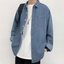 남자 프레피룩 청남방 루즈핏 캠퍼스룩 셔츠 (8140120)