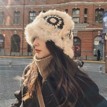 토끼털 사자 모자 가을 겨울 여성벙거지모자 호랑이헤드 모자 비니모자 보온 니트 수공