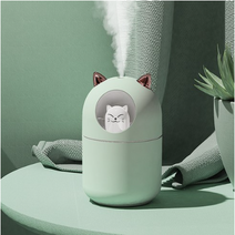 스노우하우스 야옹이 가습기 미니 사무실 가습기 USB 가습기 무드등 필터 5개포함 300ml, 민트
