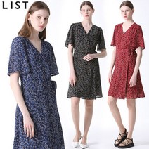 리스트 홀리데이 랩 오버 프린트 플레어 원피스