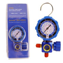 2021 공기 상태 게이지 r410a r22 r134a r404a 냉매 매니폴드 게이지 압력계 밸브 800psi500psi(시각 거울 포함), 파란색, 1개