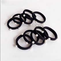 Y0006 심플 진주 머리끈 20P + 휴대용 지퍼 파우치백 세트