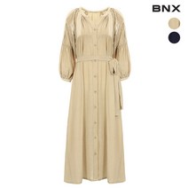 [BNX] 여성 숄더 테슬 레이스 와이드핏 허리끈 롱 원피스