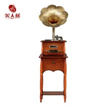 축음기 나팔 LP 플레이어 빈티지 주크박스 LP턴테이블 오디오 레트로 인테리어, 우드