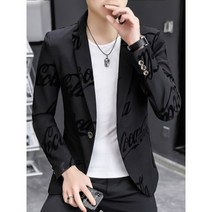콤비자켓 편지 인쇄 블레이저 자켓 남성 한국 트렌드 Streetwear 의류 캐주얼 정장 코트 슬림 피트 Masculino S3XL