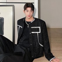 차이나카라 남자 정장 수트 심플 봄 자켓 티셔츠 캐주얼 아우터 남친룩 트위드