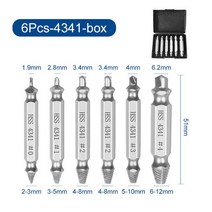 5다양한 사이즈 스틸 속도 스크류 추출기 드릴 트 가이드 세트 볼트 리무버 쉬운 아웃 목공 도구, 6pcs 4341 box