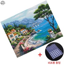 BSX20 DIY 보석십자수 캔버스형 세트 돈들어오는 해바라기 비즈, A-40 해안가 풍경 40x30cm