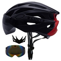 고글 야구 테니스 자전거 선글라스 골프 등산 안경위 로클 마그네틱 사이클링 헬멧 남성 여성 헬멧 렌즈 mtb 헬멧 도로 산 헬멧 이동식 선바이저, 2개의 렌즈가 있는 검은색, xl(61-66cm)