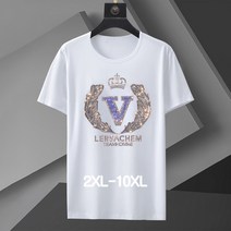 쥬엔리치 2XL~10XL 남자 빅사이즈 반팔 티셔츠 큐빅 순면 여름 티 라운드넥 캐쥬얼 남성 루즈핏